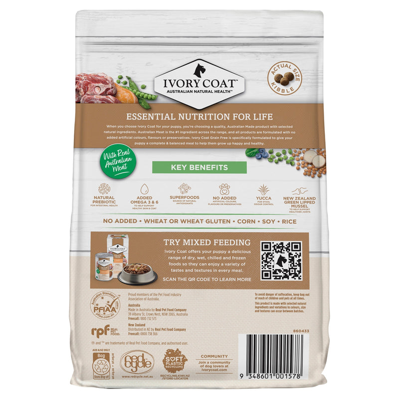Ivory Coat Grain Free Lamb Large Breed Puppy Dry Food 2kg (+_+)