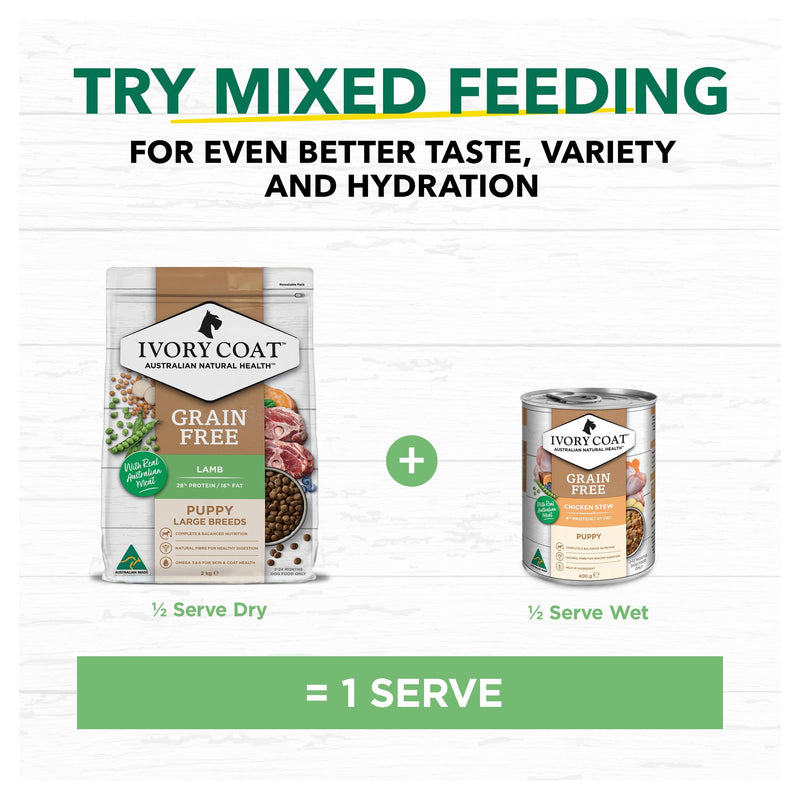 Ivory Coat Grain Free Lamb Large Breed Puppy Dry Food 2kg (+_+)