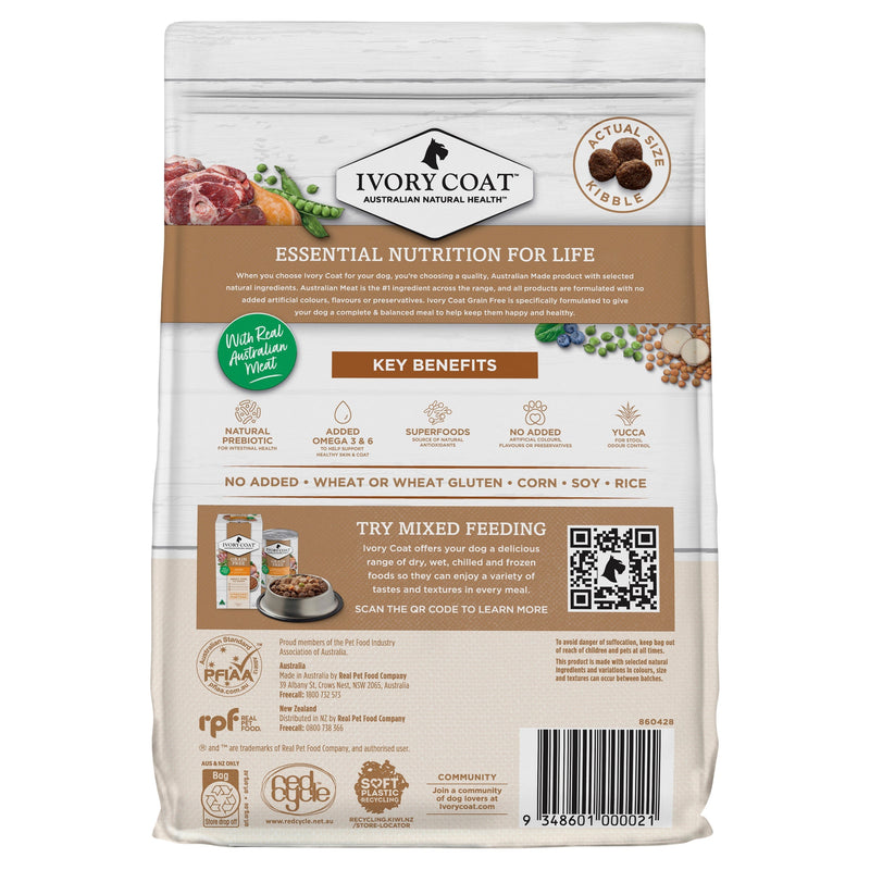 Ivory Coat Grain Free Lamb and Kangaroo Adult Dog Dry Food 2kg (+_+)