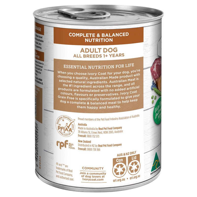 Ivory Coat Grain Free Lamb and Kangaroo Stew Adult Dog Wet Food 400g x 12 (+_+)