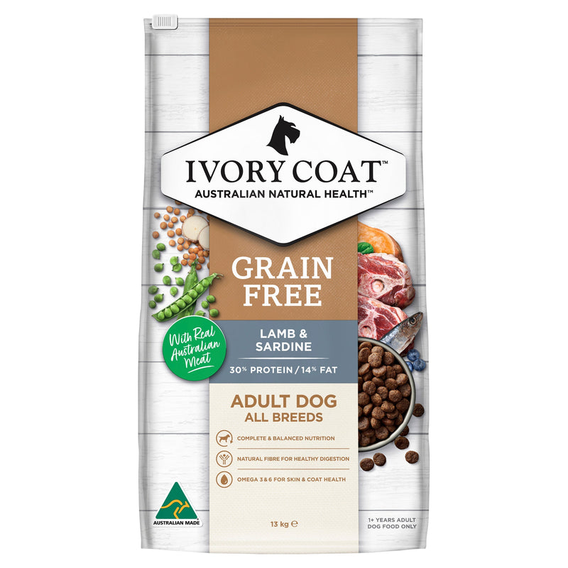 Ivory Coat Grain Free Lamb and Sardine Adult Dog Dry Food 13kg-Habitat Pet Supplies