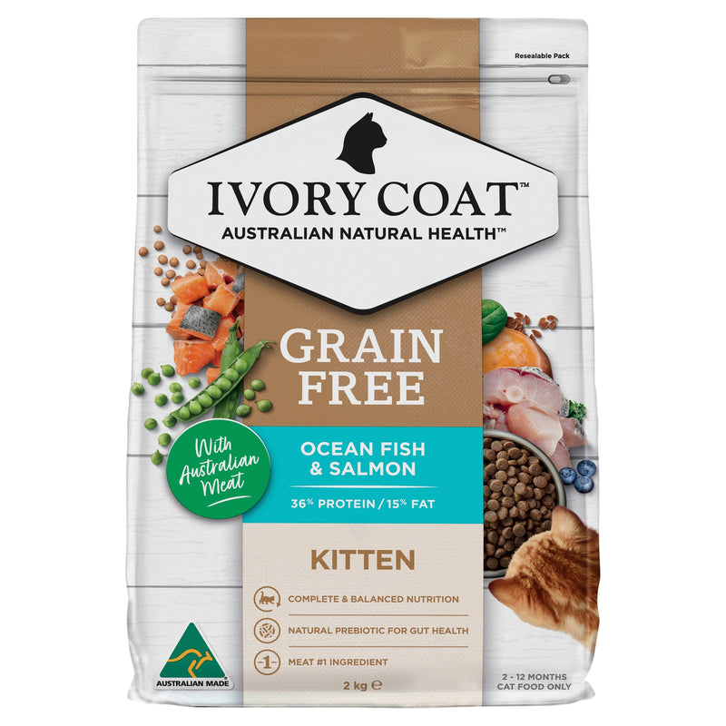 Ivory Coat Grain Free Ocean Fish Kitten Dry Food 2kg-Habitat Pet Supplies