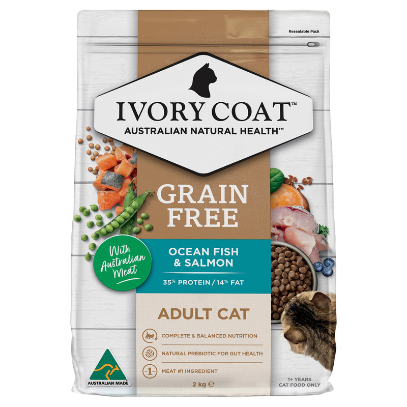 Ivory Coat Grain Free Ocean Fish and Salmon Adult Cat Dry Food 2kg-Habitat Pet Supplies
