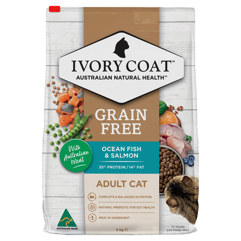 Ivory Coat Grain Free Ocean Fish and Salmon Adult Cat Dry Food 4kg-Habitat Pet Supplies