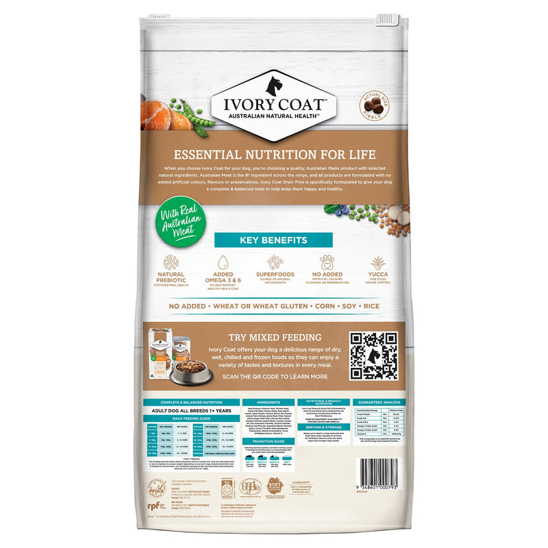 Ivory Coat Grain Free Ocean Fish and Salmon Adult Dog Dry Food 13kg (+_+)
