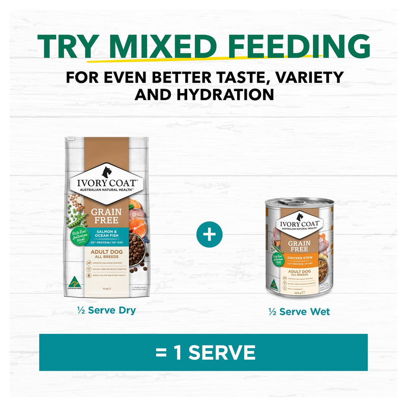 Ivory Coat Grain Free Ocean Fish and Salmon Adult Dog Dry Food 13kg (+_+)