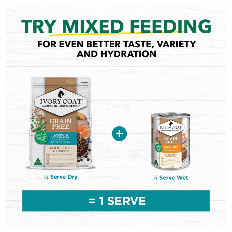 Ivory Coat Grain Free Ocean Fish and Salmon Adult Dog Dry Food 2kg (+_+)