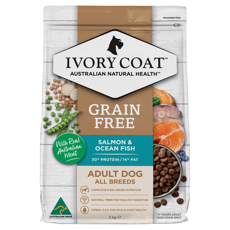 Ivory Coat Grain Free Ocean Fish and Salmon Adult Dog Dry Food 2kg-Habitat Pet Supplies