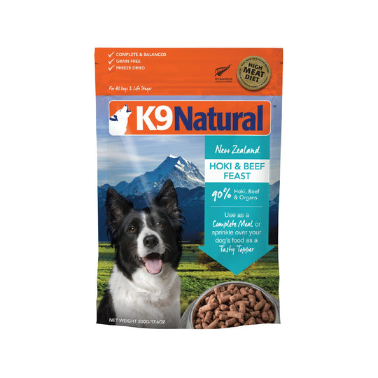 K9 Natural Hoki and Beef Feast Freeze Dried Dog Food 500g