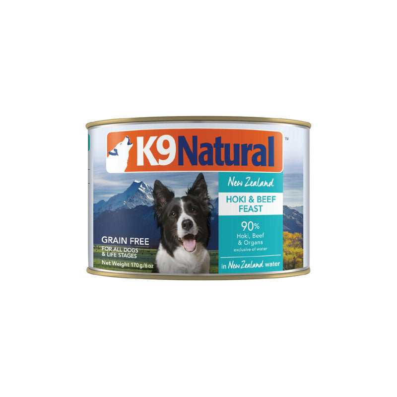 K9 Natural Hoki and Beef Feast Wet Dog Food 170g x 12-Habitat Pet Supplies
