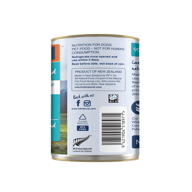 K9 Natural Hoki and Beef Feast Wet Dog Food 370g x 12