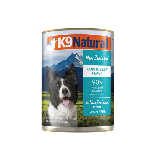 K9 Natural Hoki and Beef Feast Wet Dog Food 370g x 12