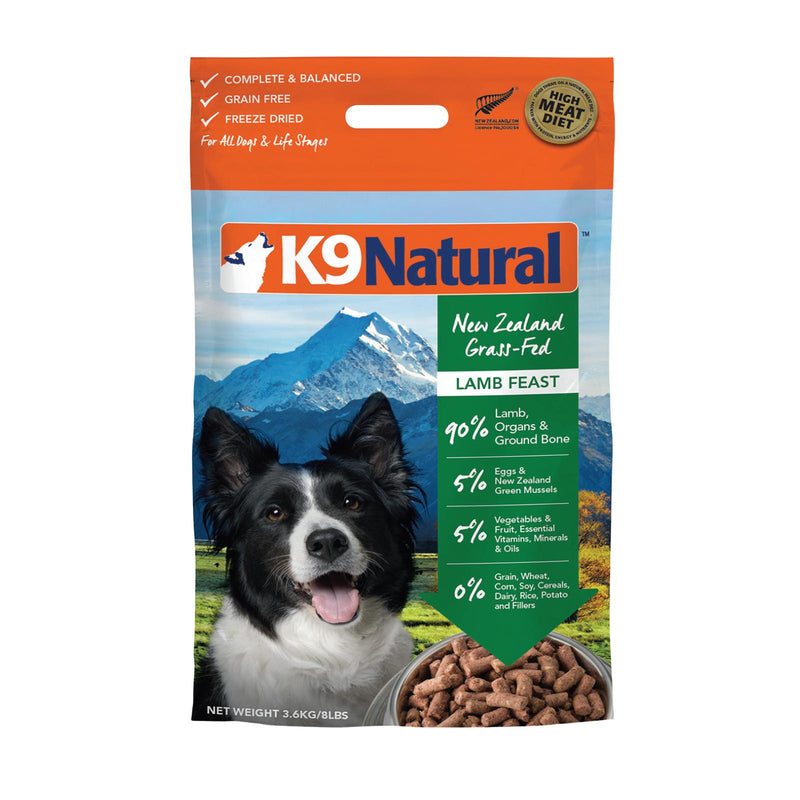 K9 Natural Lamb Feast Freeze Dried Dog Food 3.6kg-Habitat Pet Supplies