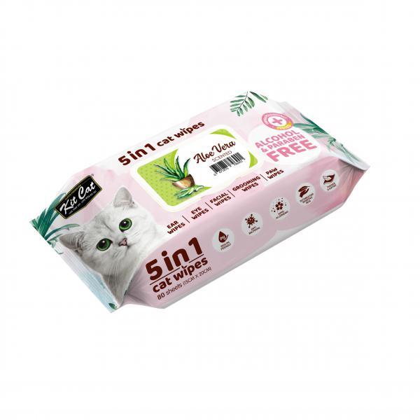 KIt Cat Antibacterial Aloe Vera Cat Wipes 80 Pack (+_+)-Habitat Pet Supplies