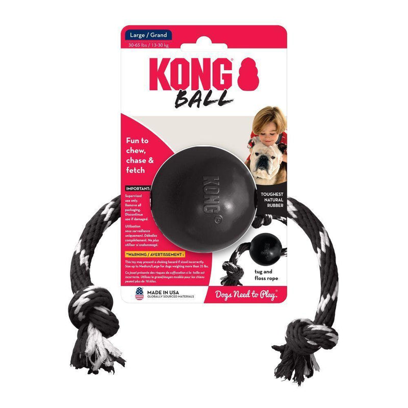 KONG Dog Extreme Ball with Rope Large-Habitat Pet Supplies