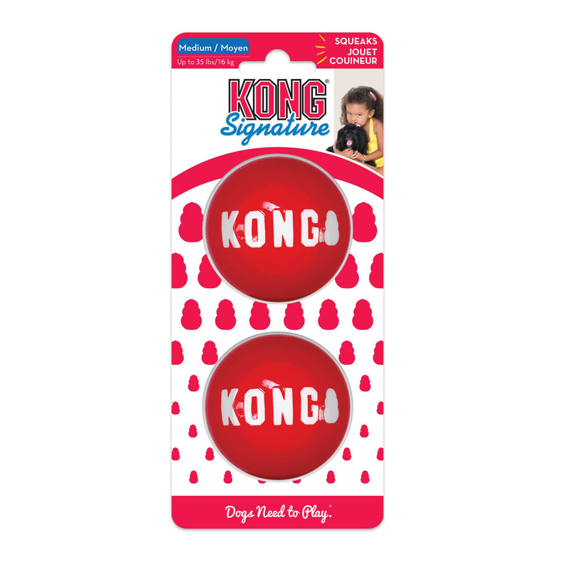 KONG Signature Balls 2 Pack Medium Dog Toy-Habitat Pet Supplies