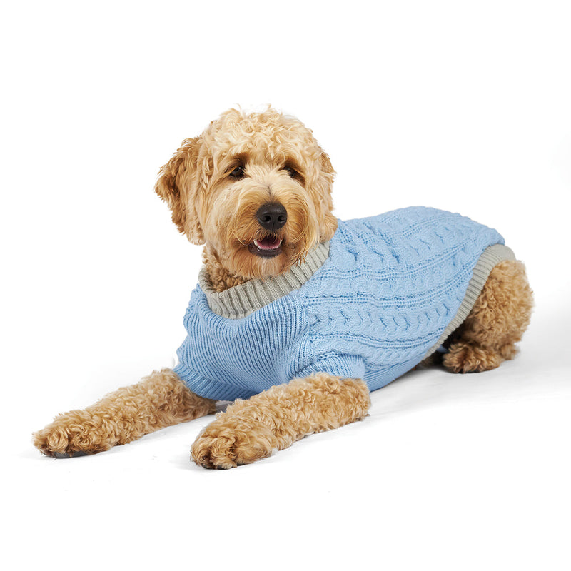 Kazoo Apparel Cable Knit Dog Jumper Blue Medium