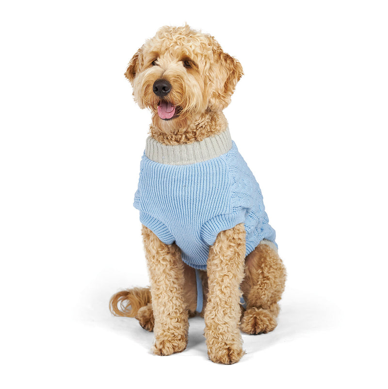 Kazoo Apparel Cable Knit Dog Jumper Blue Medium