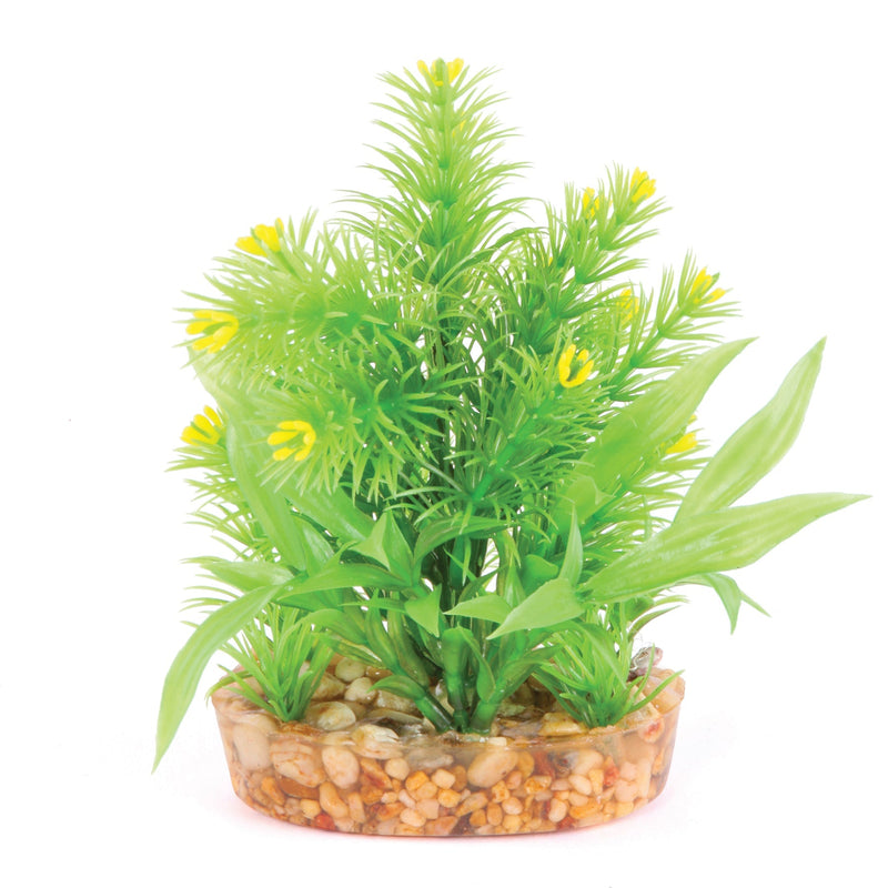 Kazoo Aquarium Artificial Plant Green with Yellow Flowers Small-Habitat Pet Supplies