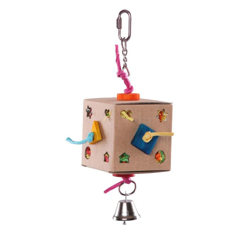 Kazoo Bird Toy Cardboard Activity Box with Bell Medium-Habitat Pet Supplies