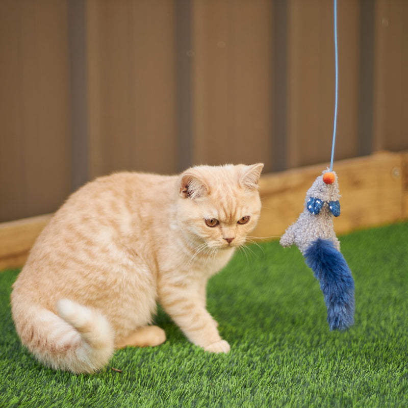 Kazoo Flying Mouse Wand Cat Toy-Habitat Pet Supplies