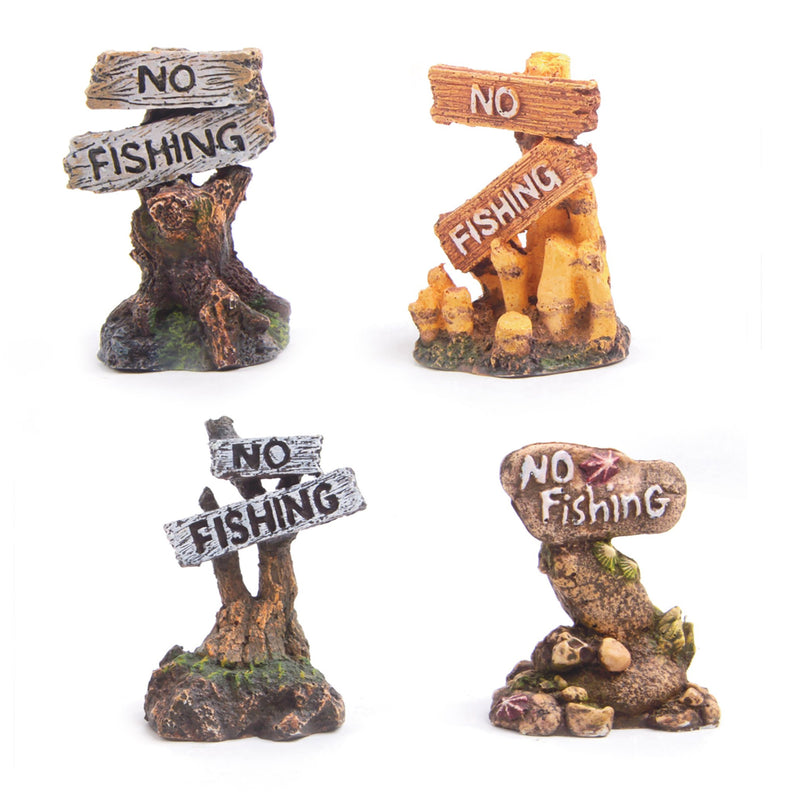 Kazoo No Fishing Sign Assorted Fish Tank Ornament-Habitat Pet Supplies