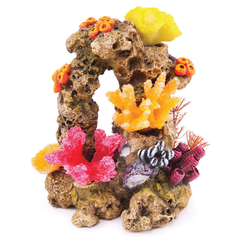 Kazoo Reef Rock with Coral and Plants Medium Fish Tank Ornament-Habitat Pet Supplies
