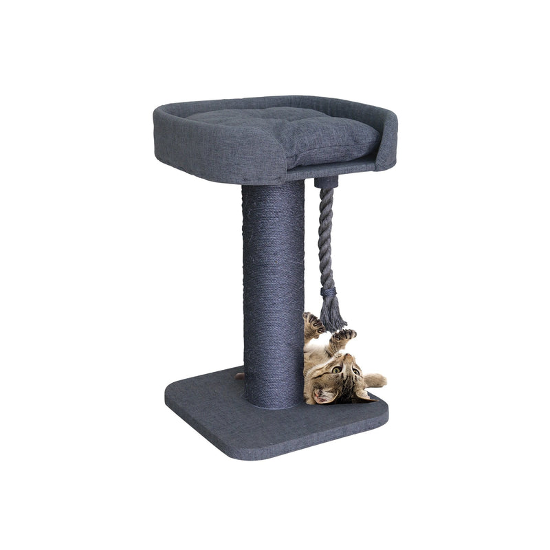 Kazoo Scratching Post High Bed Post with Grey Fabric and Grey Rope-Habitat Pet Supplies