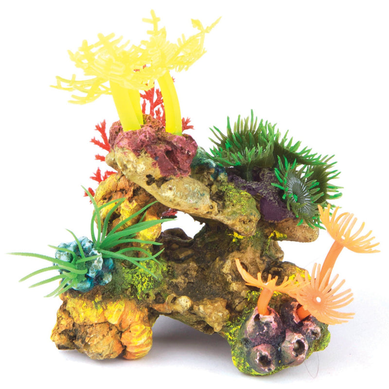 Kazoo Soft Yellow Coral with Plants Mini Fish Tank Ornament-Habitat Pet Supplies