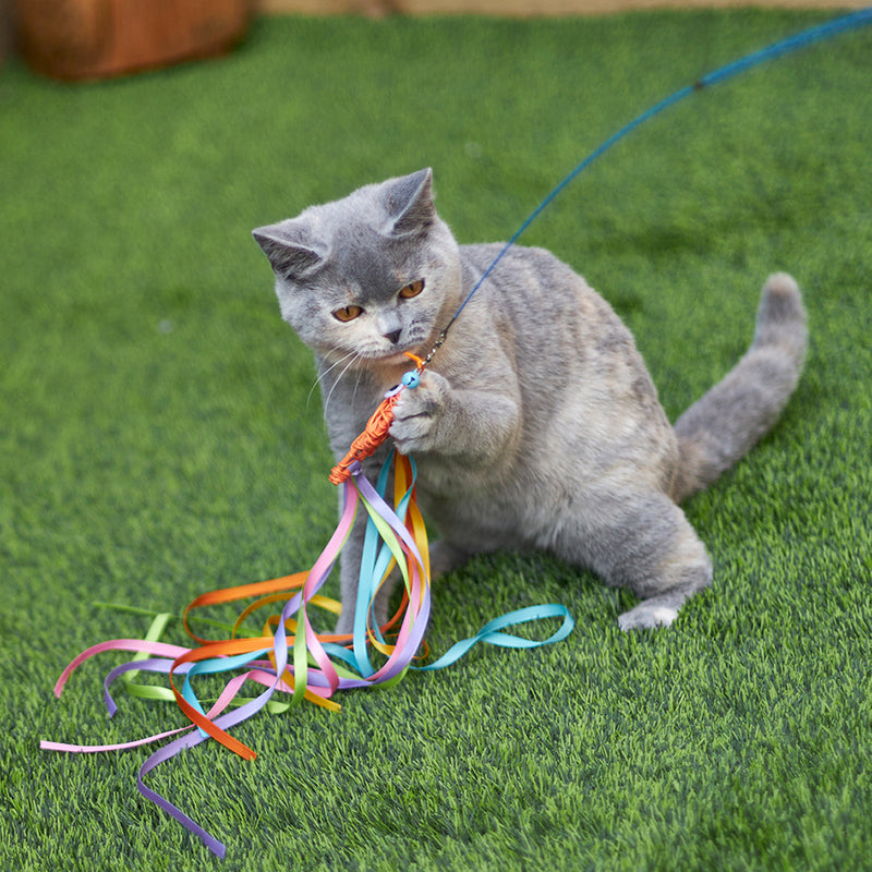 Kazoo Streamer Fish Wand Cat Toy-Habitat Pet Supplies