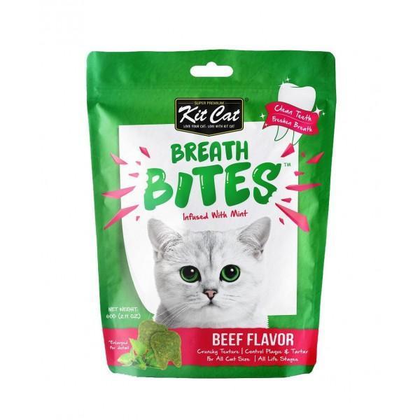 Kit Cat Breath Bites Beef Dental Treats for Cats 60g (+_+)-Habitat Pet Supplies