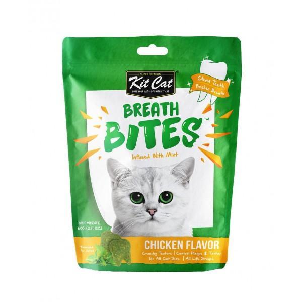 Kit Cat Breath Bites Chicken Dental Treats for Cats 60g (+_+)-Habitat Pet Supplies