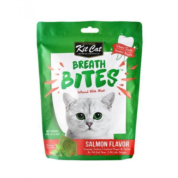 Kit Cat Breath Bites Salmon Flavour Dental Treats for Cats 60g-Habitat Pet Supplies