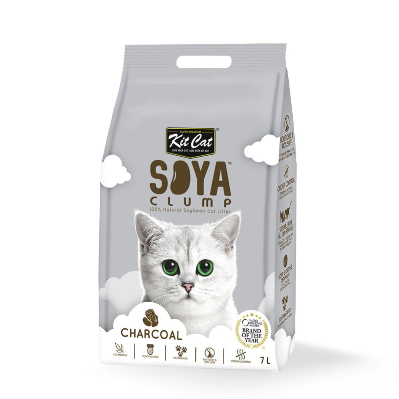 Kit Cat Soya Clump Charcoal Cat Litter 7L-Habitat Pet Supplies