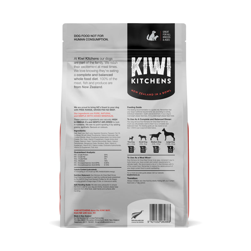 Kiwi Kitchens Beef Dinner Air Dried Dog Food 1kg