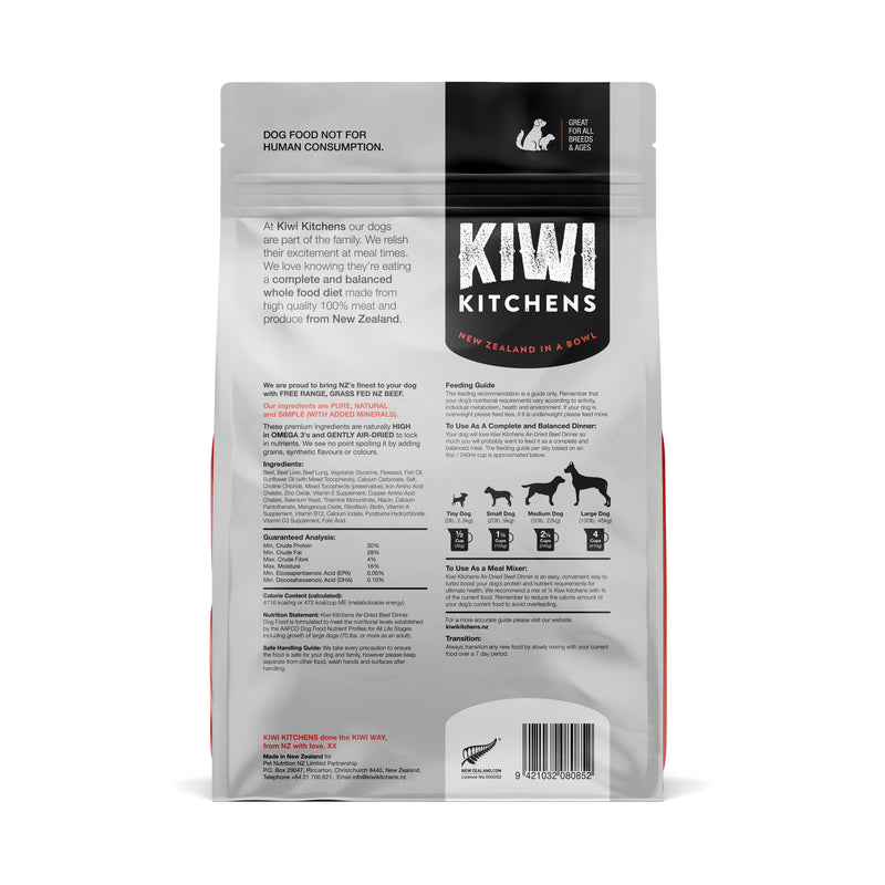 Kiwi Kitchens Beef Dinner Air Dried Dog Food 500g