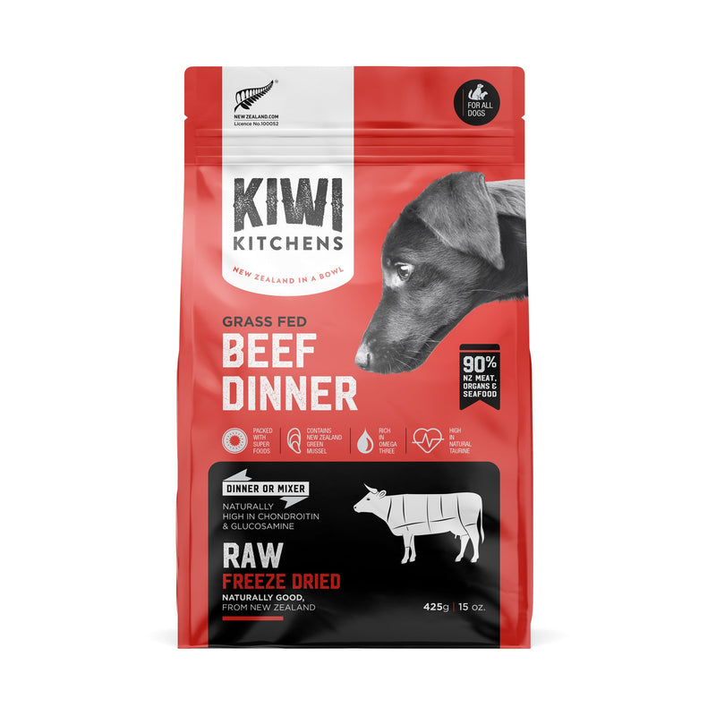 Kiwi Kitchens Beef Dinner Freeze Dried Dog Food 425g-Habitat Pet Supplies