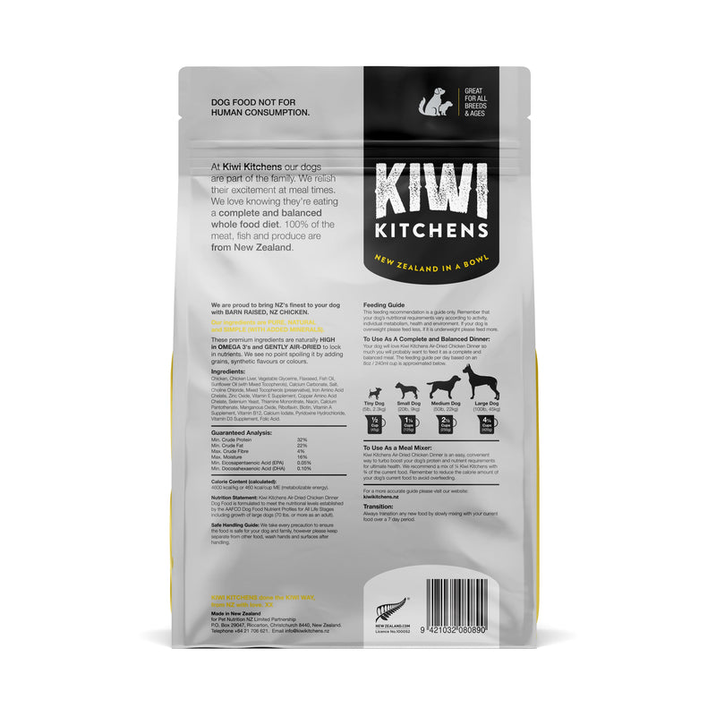 Kiwi Kitchens Chicken Dinner Air Dried Dog Food 1kg Habitat Pet Supplies