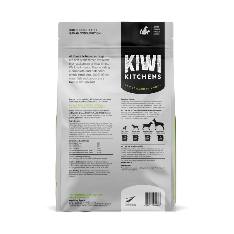 Kiwi Kitchens Lamb Dinner Air Dried Dog Food 2kg