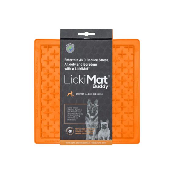 LickiMat Buddy Slow Feeder Mat for Dogs Orange-Habitat Pet Supplies