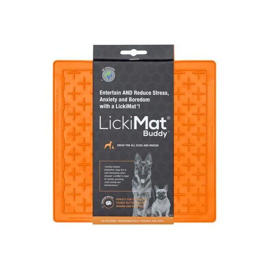 LickiMat Buddy Slow Feeder Mat for Dogs Orange ^._.^
