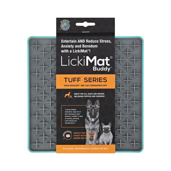 LickiMat Buddy Tuff Slow Feeder Mat for Dogs Turquoise-Habitat Pet Supplies