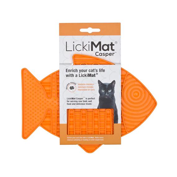 LickiMat Casper Slow Feeder Mat for Cats Orange***-Habitat Pet Supplies