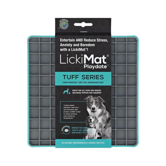 LickiMat Playdate Tuff Slow Feeder Mat for Dogs Turquoise-Habitat Pet Supplies