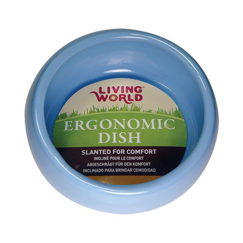 Living World Ergonomic Small Animal Large Ceramic Dish Blue-Habitat Pet Supplies