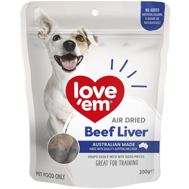 Love Em Air Dried Beef Liver Dog Treats 200g x 4-Habitat Pet Supplies