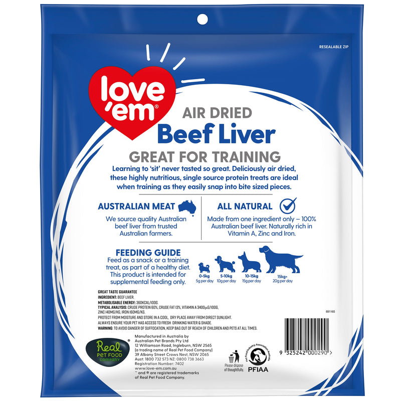 Love Em Air Dried Beef Liver Dog Treats 500g