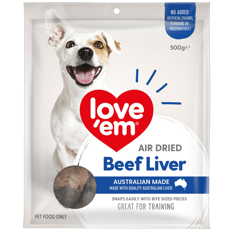 Love Em Air Dried Beef Liver Dog Treats 500g-Habitat Pet Supplies