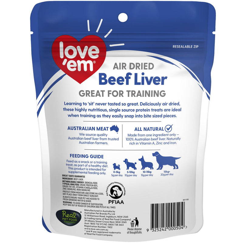 Love Em Air Dried Beef Liver Dog Treats 90g x 6