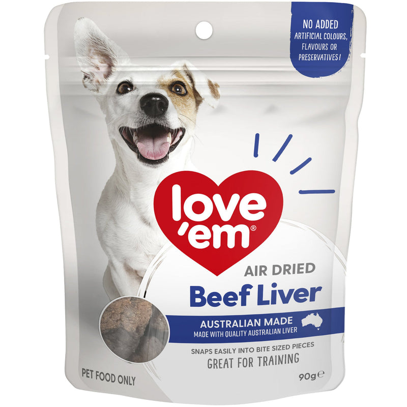 Love Em Air Dried Beef Liver Dog Treats 90g x 6-Habitat Pet Supplies